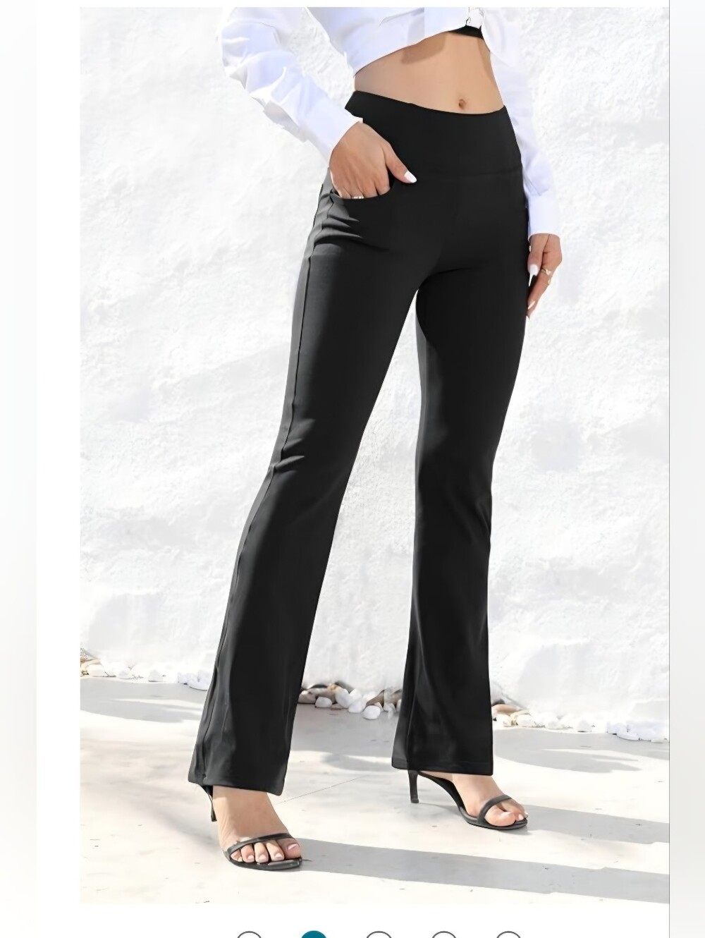 Vooveeya Black High-Waist Flare Pants